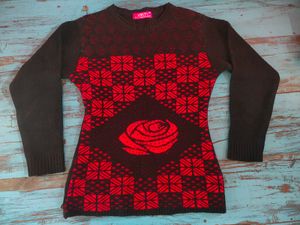 Black & Red Rose Pattern Sweater