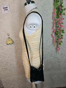 Cream Ruched Drawstring dress