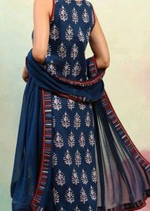 Elegant Blue Block Print Kurta Set