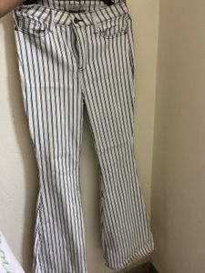 y2k striped super flared jeans white and blue str