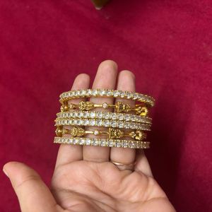 Set of 6 Sparkling Gold Bangles