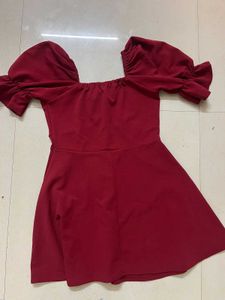 Chic Red Puff Sleeve Mini Dress