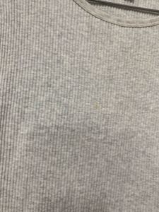 Grey Ribbed Cropped T-Shirt