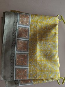 Elegant Yellow & Grey Saree