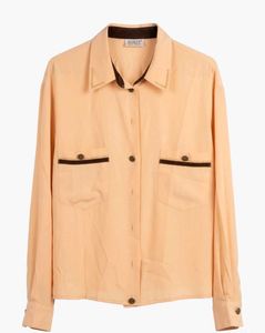 Chic Light Brown Button-Up Blouse
