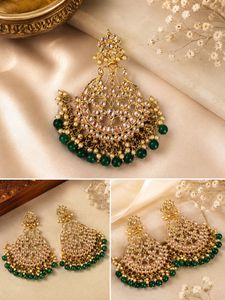 Beautiful Green & Gold Traditional Chandelier Earr