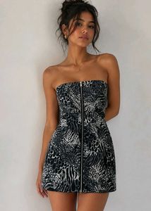 Strapless Animal Print Dress