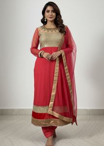 Elegant Red & Gold Kurta Set