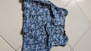 Blue Floral Sleeveless Top