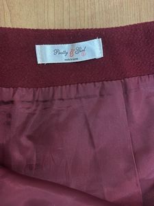 Maroon Textured Mini Skirt
