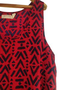 Red &amp; Black Print Tank Top  LR-92