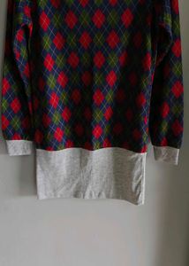 Argyle Print Off-Shoulder Top