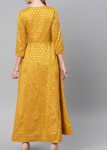 Vishudh Women Mustard Self Design Kurta nd Trouser