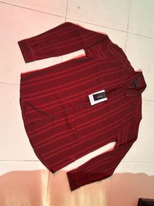 Reserved Burgundy Striped Shirt Size L