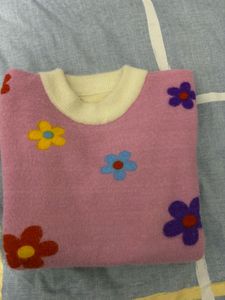 Floral Pink Pullover Sweater Free Delivery