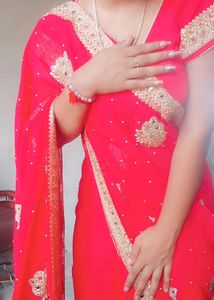 Stunning Red Embellished Saree