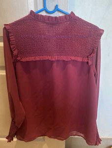 Burgundy Ruffle Top