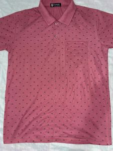 Men's Pink Printed Polo T-Shirt