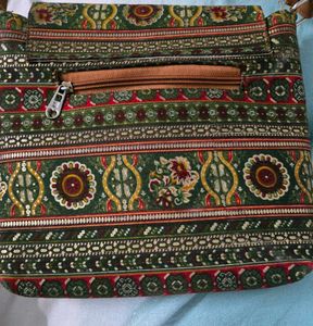 Vintage Printed Sling Bag with Adjustable Strap