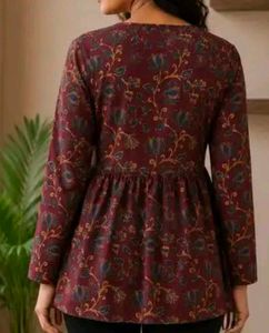 Maroon Floral Print Kurta