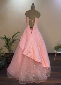Pink Heavy Embellished Multi Layered Gown