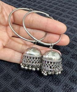 Navratri combo of  Silver and black oxidised hoop