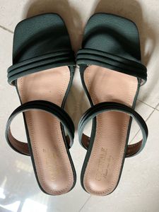 Green heel sandals