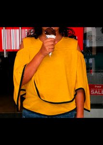 Yellow Cold Shoulder Top