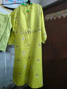 Yellow Embroidered Kurta with Pants