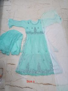 Elegant Aqua Embroidered Kurta Set