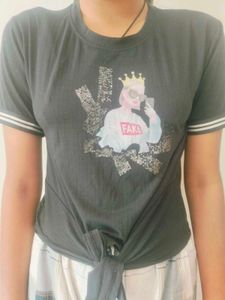 Girls Top Black Cotton Blend