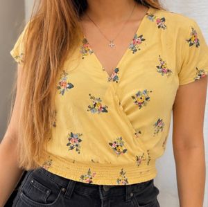 Yellow Floral  hnm Wrap Top