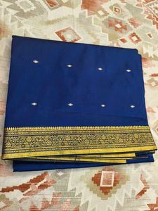 Royal Blue Saree with Gold Border
