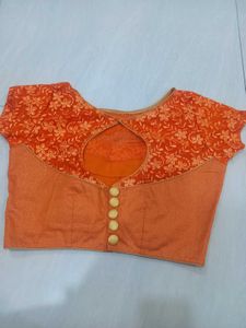Orange Floral Print Blouse