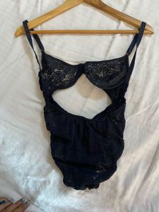 Black Lace Cutout Bodysuit