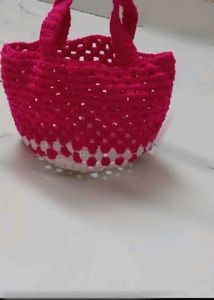 Handmade Pink Crochet Handbag
