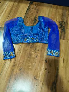 Beautiful Blue Embroidered lehanga  Saree