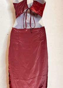 Elegant Maroon Backless Dress.