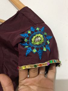 Embroidered Coffee  Saree