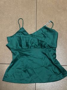 Emerald Green Satin Cami Top