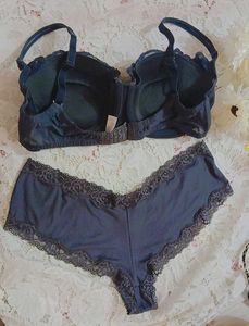 Navy Lace Bra &amp; Panty Set
