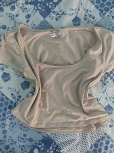 Basic Beige Short Sleeve Top