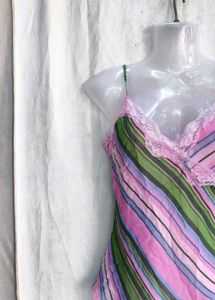 Vintage Striped Lace Trim Cami Top