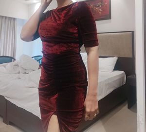 Maroon Velvet Dress