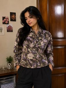 Floral Print Corduroy Jacket