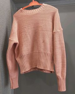 Pink Knit Cropped Sweater Jumper