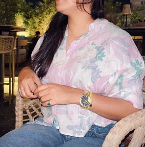 Lightweight Floral Print Shirt crop