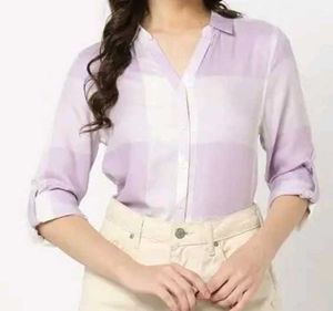 Women light purple Checked Relaxed Fit Shirt