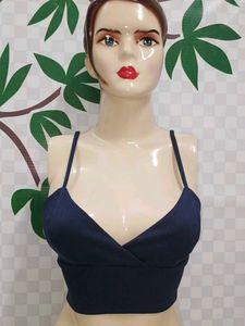 (1100)Navy Blue Cropped Tank Top