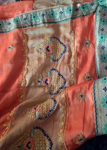 Orange Saree with Embellishments